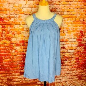 Bellambia Cornflower Blue Linen Halter Swing Blouse